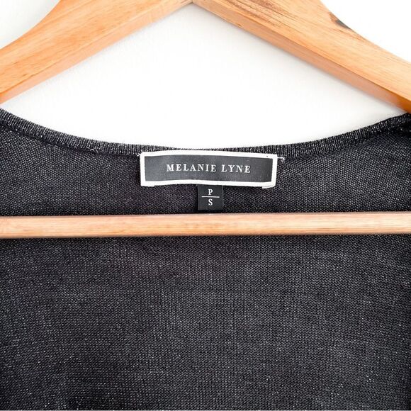 Melanie Lynn Metallic Cardigan Open Striped Black Gold Women's S Tie Tassel - Picture 5 of 9